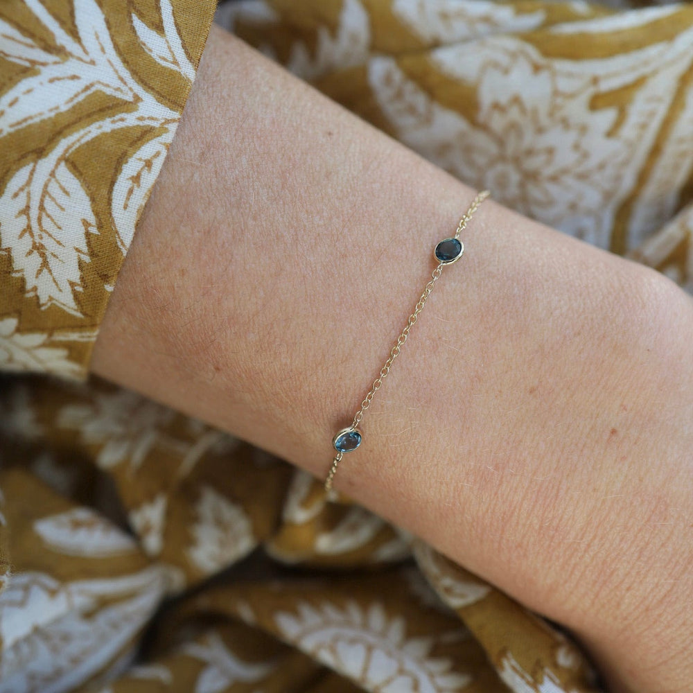 Blue Topaz 5 Station Bracelet