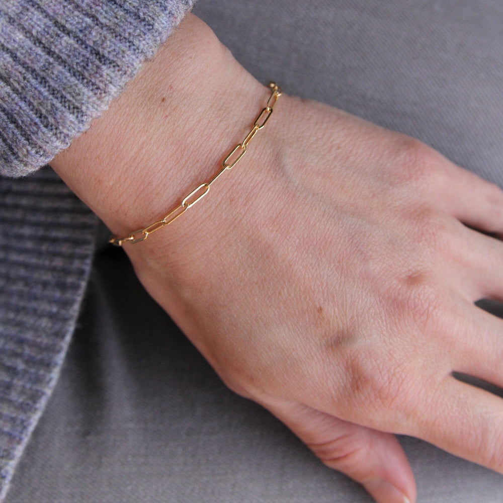 Medium Link Gold Filled Paperclip Chain Bracelet