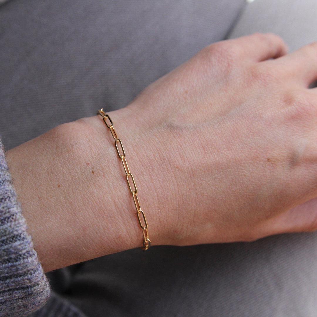 Medium Link Gold Filled Paperclip Chain Bracelet