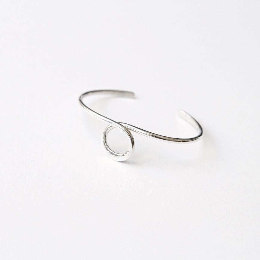 Thin Hammered Cuff With Center Circle Loop