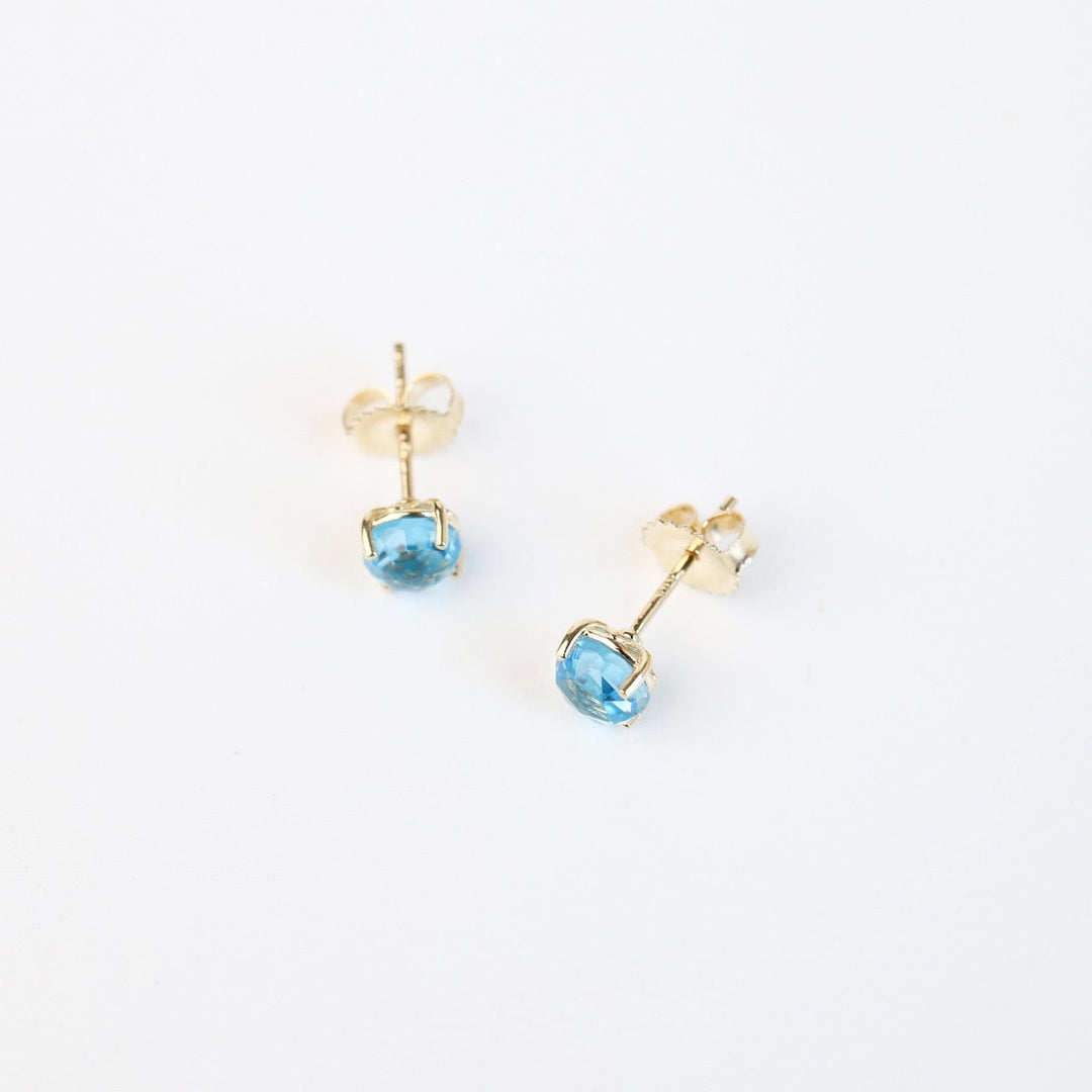 Round Swiss Blue Topaz Post Earrings