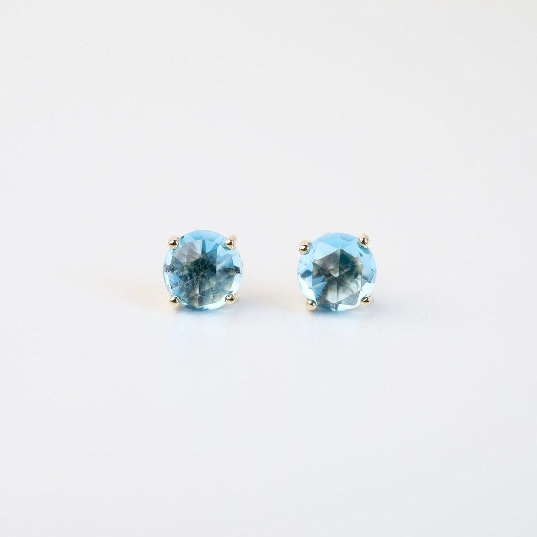 Round Swiss Blue Topaz Post Earrings