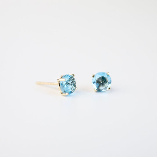 Round Swiss Blue Topaz Post Earrings