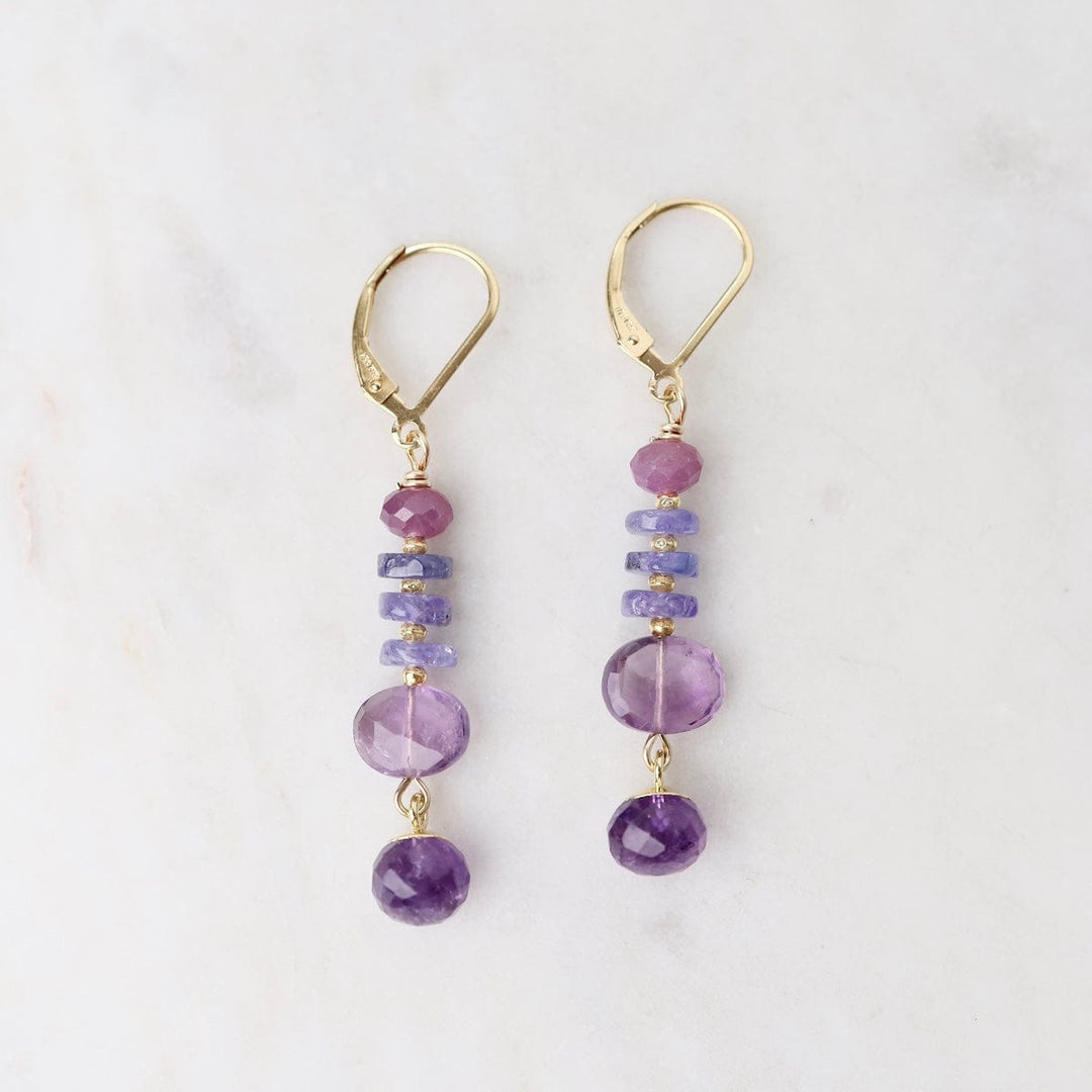 EAR-GF Golden Tanzanite & Amethyst  Earrings