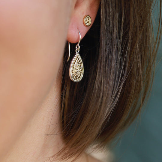 Dotted Teardrop Earrings - Gold & Silver