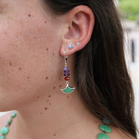 Sterling Silver Oval Tanzanite with Milgrain Edge Stud Earrings