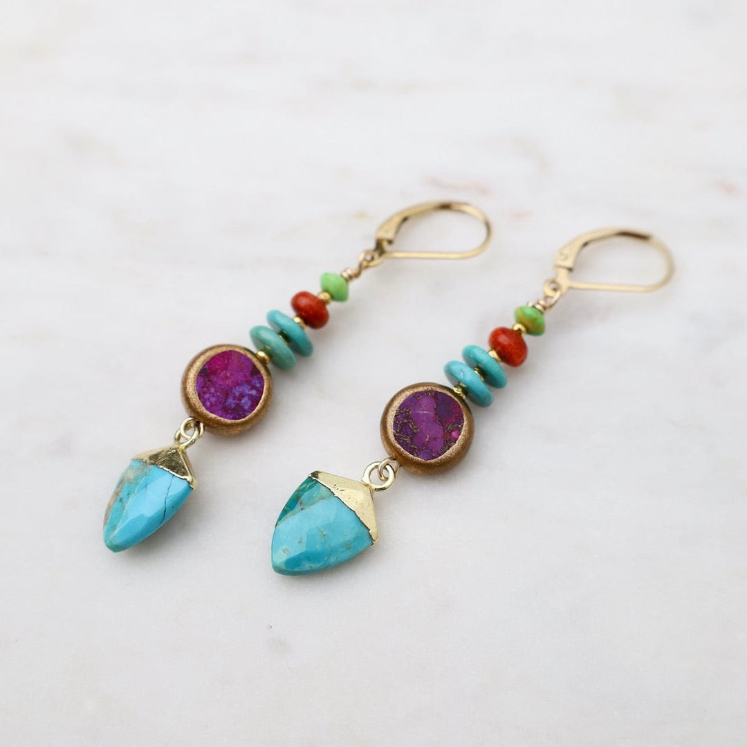 Turquoise Trianglular Point Drop Earrings