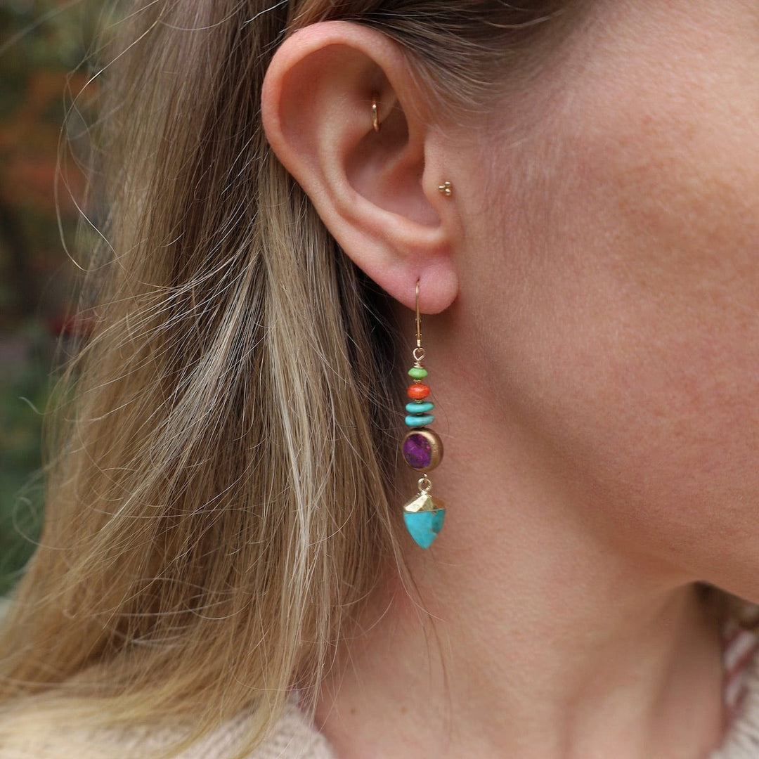 Turquoise Trianglular Point Drop Earrings