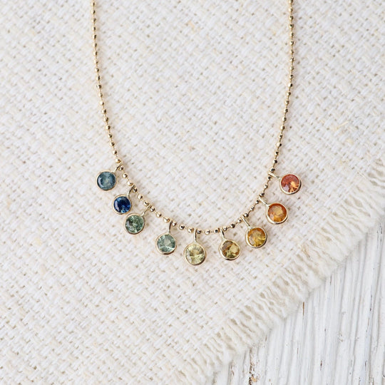 NKL-14K 14k Rainbow Sapphire Cleopatra Necklace