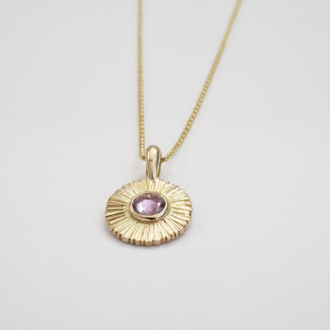 Gold Nova Necklace with Pastel Sapphire