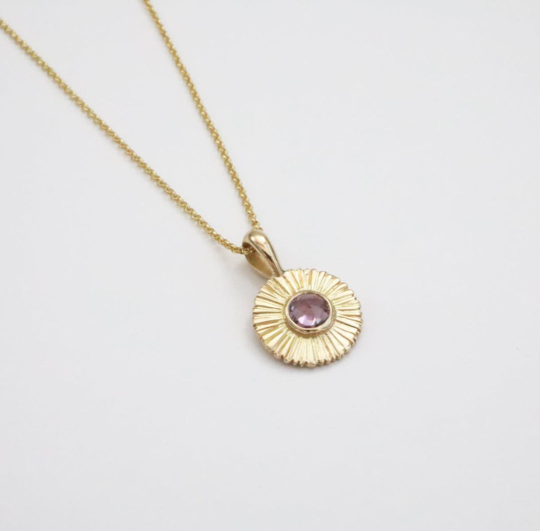 Gold Nova Necklace with Pastel Sapphire