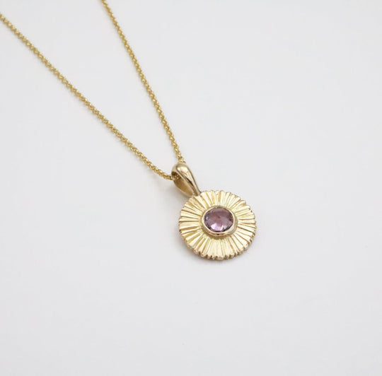 Gold Nova Necklace with Pastel Sapphire