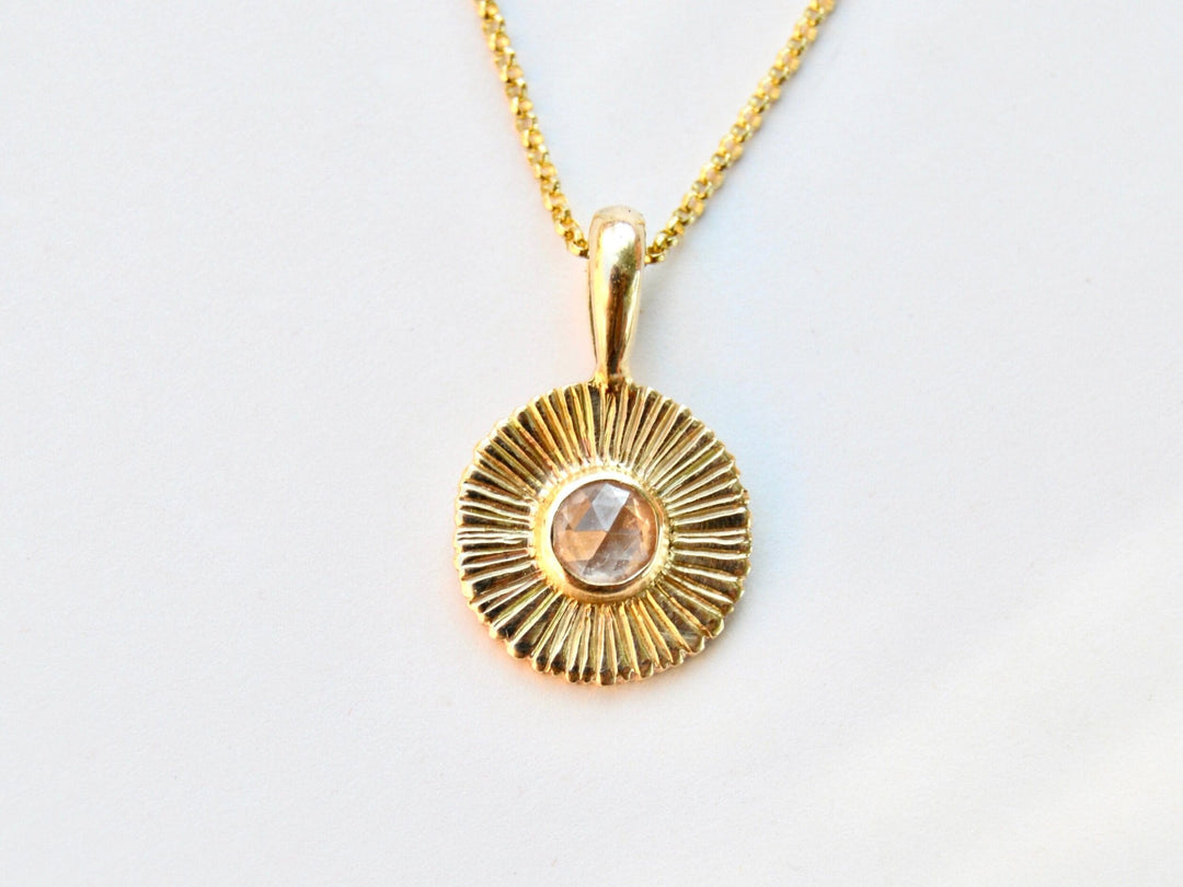 Gold Nova Necklace with Pastel Sapphire