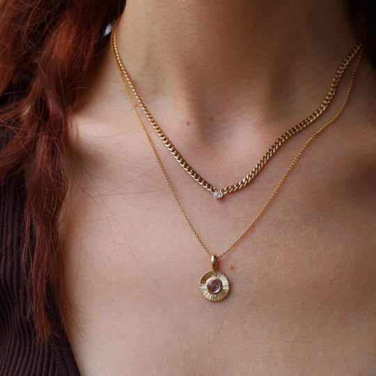 Gold Nova Necklace with Pastel Sapphire