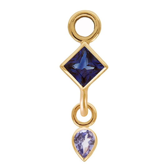 PLQ-9K Double Gemstone Plaque - Blue Sapphire & Tanzanite - Sold as Single