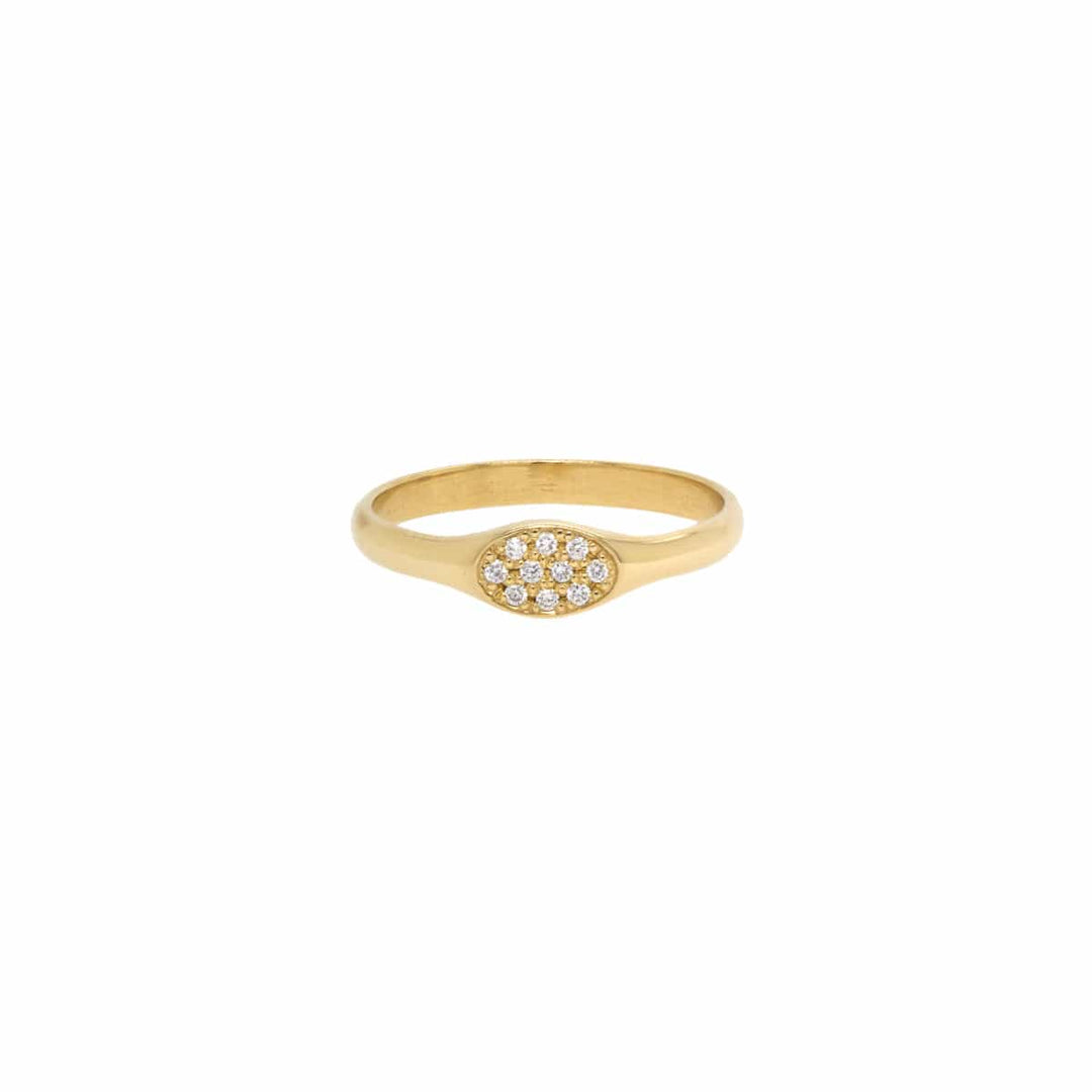 RNG-14K 14k Oval Pavé Diamond Signet Ring