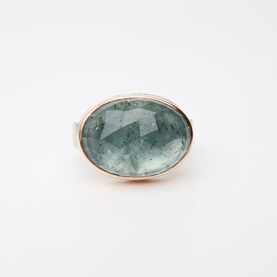 Jamie Joseph Oval Rose Cut Moss Aquamarine Ring