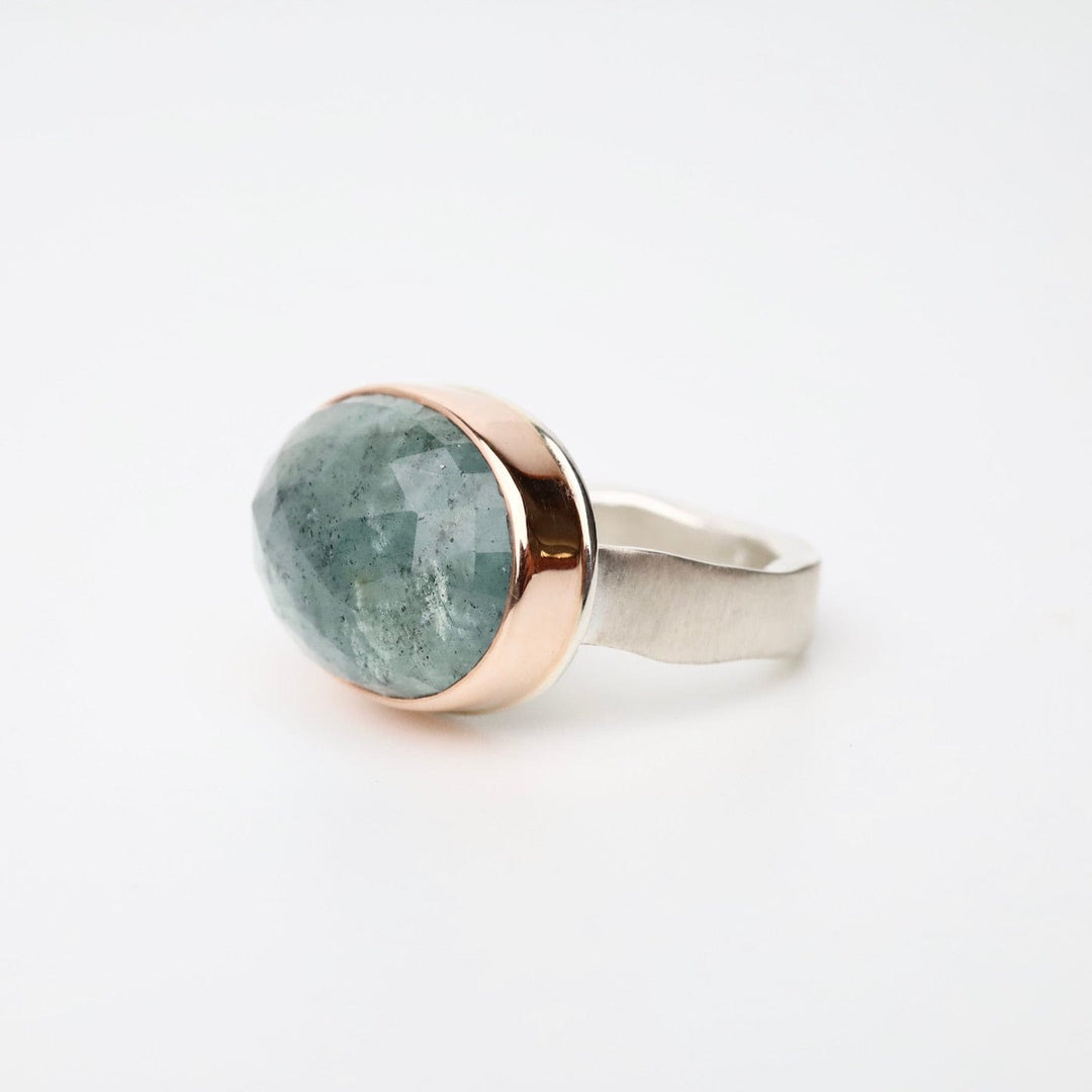 Jamie Joseph Oval Rose Cut Moss Aquamarine Ring