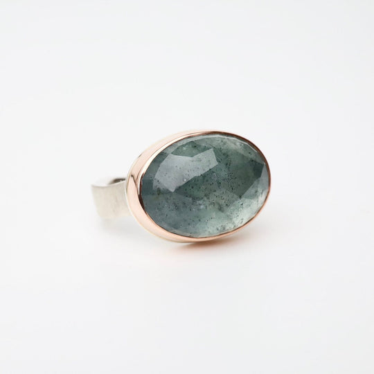 Jamie Joseph Oval Rose Cut Moss Aquamarine Ring