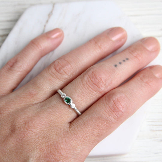 Oval & Round Charm Ring in Emerald