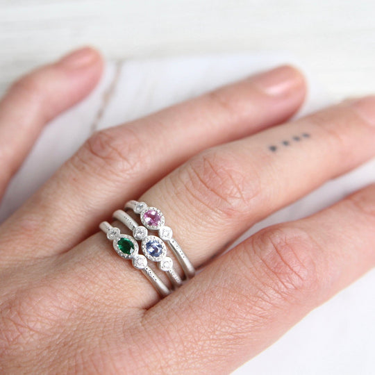 Oval & Round Charm Ring in Emerald