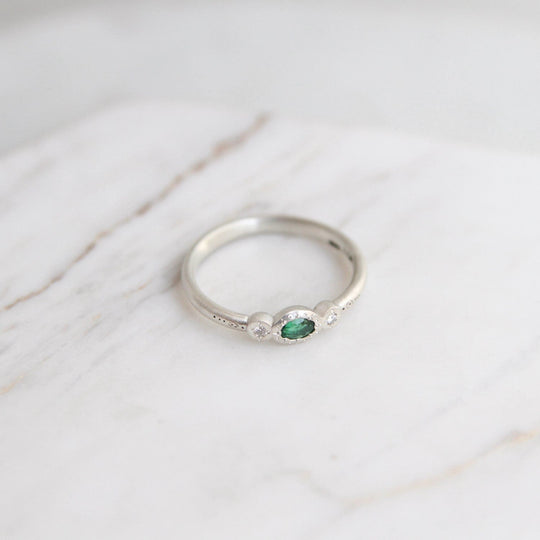 Oval & Round Charm Ring in Emerald