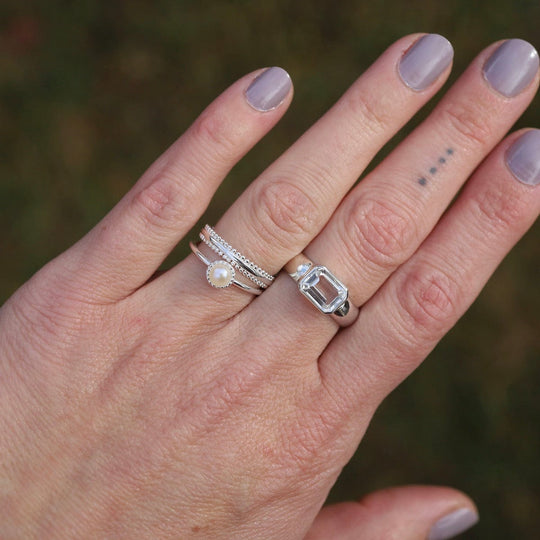 Sterling Silver Slim Milgrain Edge Band Ring