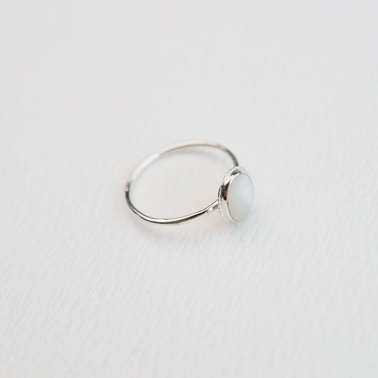 Small Oval Mother of Pearl Silver Ring